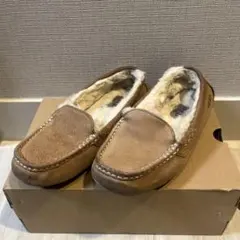 ブラウン スエード モカシン ファー付き