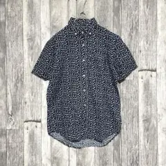 GAP ギャップ　XS 花柄 半袖 ボタンダウンシャツ ネイビー 可愛い
