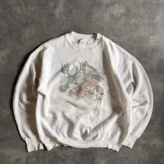 90sフルーツオブザルーム ヴィンテージスウェット ホワイト L アニマル 古着