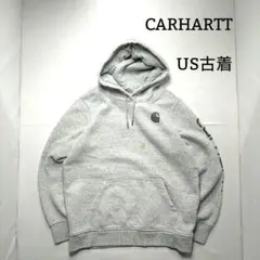 US古着　カーハート　ロゴパーカー　袖プリント　ワンポイント　スウェットパーカー