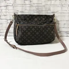 ほぼ未使用✨ラシット・ショルダーバッグ斜め掛け ナイロン×レザー ダークグレー系