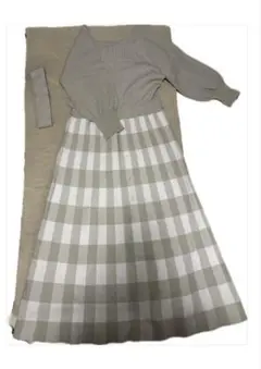 natural couture/春色チェックジャガード2WAYニットワンピース