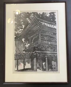 伊藤仁リトグラフ「さっぽろの郷愁札幌時 計台」版画　北海道　モノトーン　額付き 伊藤仁リトグラフ「さっぽろの郷愁札幌時 計台」版画 北海道