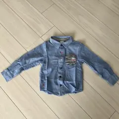 長袖シャツ ダンガリーシャツ　シャツ　デニム　ライトブルー　120