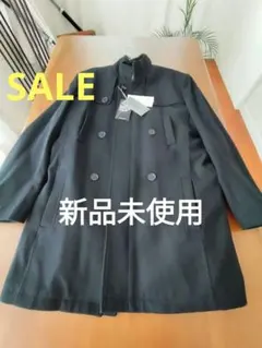 ウールピーコート ブラック ベルト付き　厚手素材で暖か　取り外し可能ファー付き