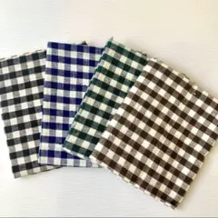 綿麻　カットクロス　はぎれ　生地　ギンガムチェック　コットンリネン　 C&S