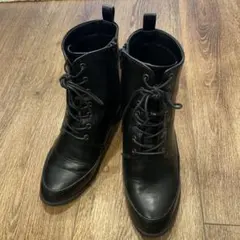 LEPSIM 黒 レースアップブーツ　ヒール約6cm