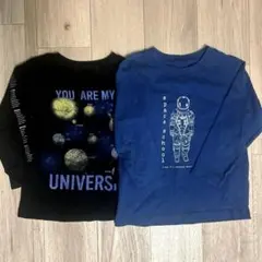 美品 男の子 長T 長袖カットソー 黒　紺　2枚セット