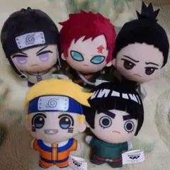 NARUTO 日向ネジ ロック・リー 我愛羅 チビちびぐるみ　一族家紋缶バッジ付 NARUTO 日向ネジ ロック・リー 我愛羅 チビちびぐるみ 一族家紋缶