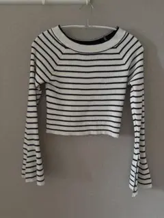 GRL ボーダー　クロップド長袖トップス