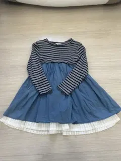 【SHIPS シップス】ストライプ長袖ワンピース 150