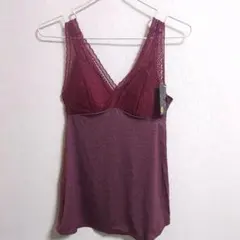 【タグ付き】マタニティインナー　カップ付きキャミソール　ブラトップ　M　ワイン色