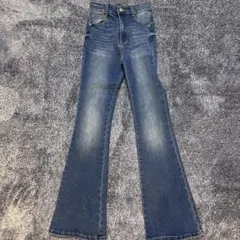 GRL ハイウエストフレアデニムパンツ　cu498 ブルー　グレイル