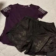 adidas レディース トレーニングシャツ パープル