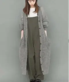 KFB モヘヤ ロングカーディガン グレー アーバンリサーチ　ポケット付