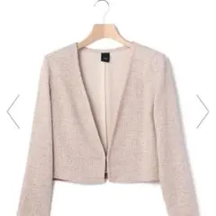 KEITH ファンシー ツイードジャケット ノーカラー ピンクベージュ 40