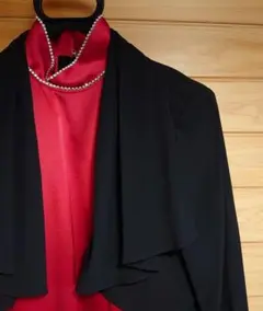 イブニングドレス 赤(レッド、ブラック) ロング、結婚式、パーティー祭事に最適