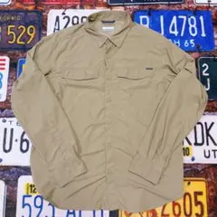 Columbia オムニシェイド 長袖シャツ L ベージュ アウトドア　古着