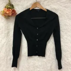 ★セオリー★ Vネック ニット ショート カーディガン 【S】 長袖 ウール 黒