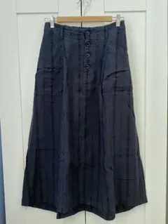 お値下げ！美品★pas de calais パドカレ　リネン先染めスカートのサムネイル