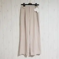 訳あり新品△ViS ヴィス△サイドボタンワイドパンツ ベージュL