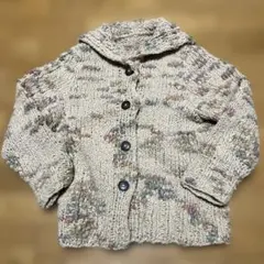 高級手編みニット　カーディガン　薄いモカ茶の編み込み　MからLサイズ