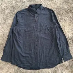 美品✨【ユニクロ】 長袖ネルシャツ ネイビー XL 大きいサイズ コットンシャツ