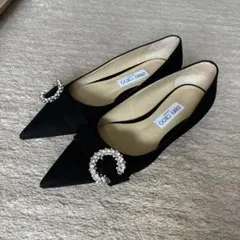 保存袋付き✨ジミーチュウ ミュール ビジューサークル 黒 スウェード