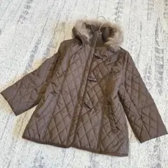 イズイン　isin　中綿キルティングジャケット　フード付き　アウター　ブラウン