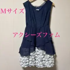 axes femmeノースリーブワンピースＭサイズ薔薇ネイビーパーティ結婚式