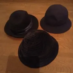ブラックフェルトハット リボン付き 57cm位対応　3点セット