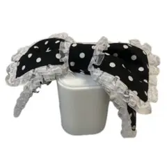 ベッドドレス　黒リボン　水玉　ドット　【ハンドメイド】