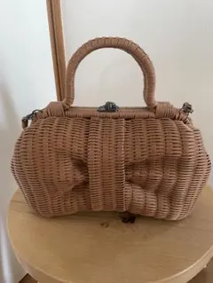 美品　✨️（大）anatelier　かごバッグ　アンティークレース　リボン 美品 ✨️（大）anatelier かごバッグ アンティークレース リボン