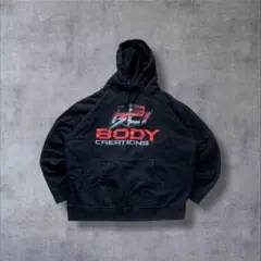 ユーズド古着スウェットフーディプルオーバープリントロゴブラック/R511