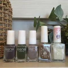 ネイルカラー・マニキュアセット　5色セット　大人のモードカラー　便利なラメ