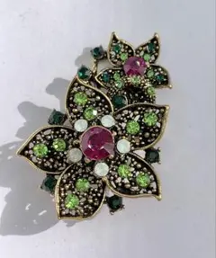 ブローチ スターなお花 ラインストーン チャーム アクセサリー コサージュ