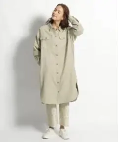 【美品】ニコアンド フェイクスエードロングシャツワンピース　L オーバサイズ