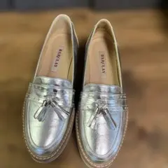 BARCLAY 本革シルバー ローファー タッセル付き 23.0cm