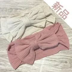 207　ヘアバンド　ベビー用品　バンダナ　女の子　ベージュ　ピンク