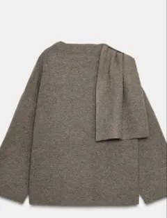 美品‼️ZARA ショートニットコート アシンメトリースカーフ