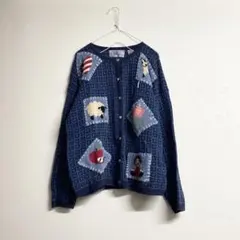 vintage ハート　コンチョ　刺繍　カーディガン　ニット　羊　牛　アニマルのサムネイル