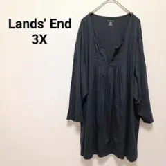 ❤1点物 Lands' End 七分袖 チュニック 大きめサイズ ブラック 3Xのサムネイル