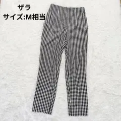 ZARA 깅엄 체크 무늬 발목 길이 바지 M 상당 V 컷