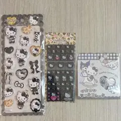 【３点セット】ハローキティ　シールセット　モノクロ　レア　限定