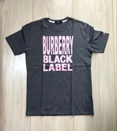 バーバリーブラックレーベル　ロゴTシャツ　グレー×ピンク　サイズ３
