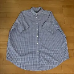 無印良品　Mサイズ 青と白 ギンガムチェック 半袖シャツ