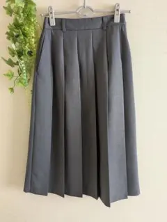 プリーツミディスカート、GU、S、グレー