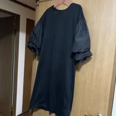 ROSE BUD ブラックロングワンピース フリル袖