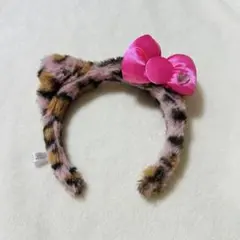 ハローキティ ヒョウ柄カチューシャ ピンクリボン付き