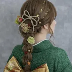 みず様専用♡ナチュラルグリーン♡金箔付♡髪飾り ヘッドドレス